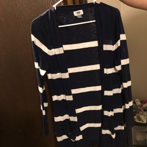 Blue and white cardigan